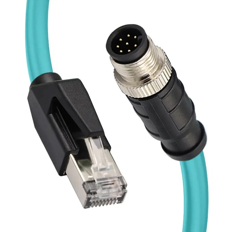 M12 4 Pin A Code Male Connector to RJ45 Male Plug Industry cable